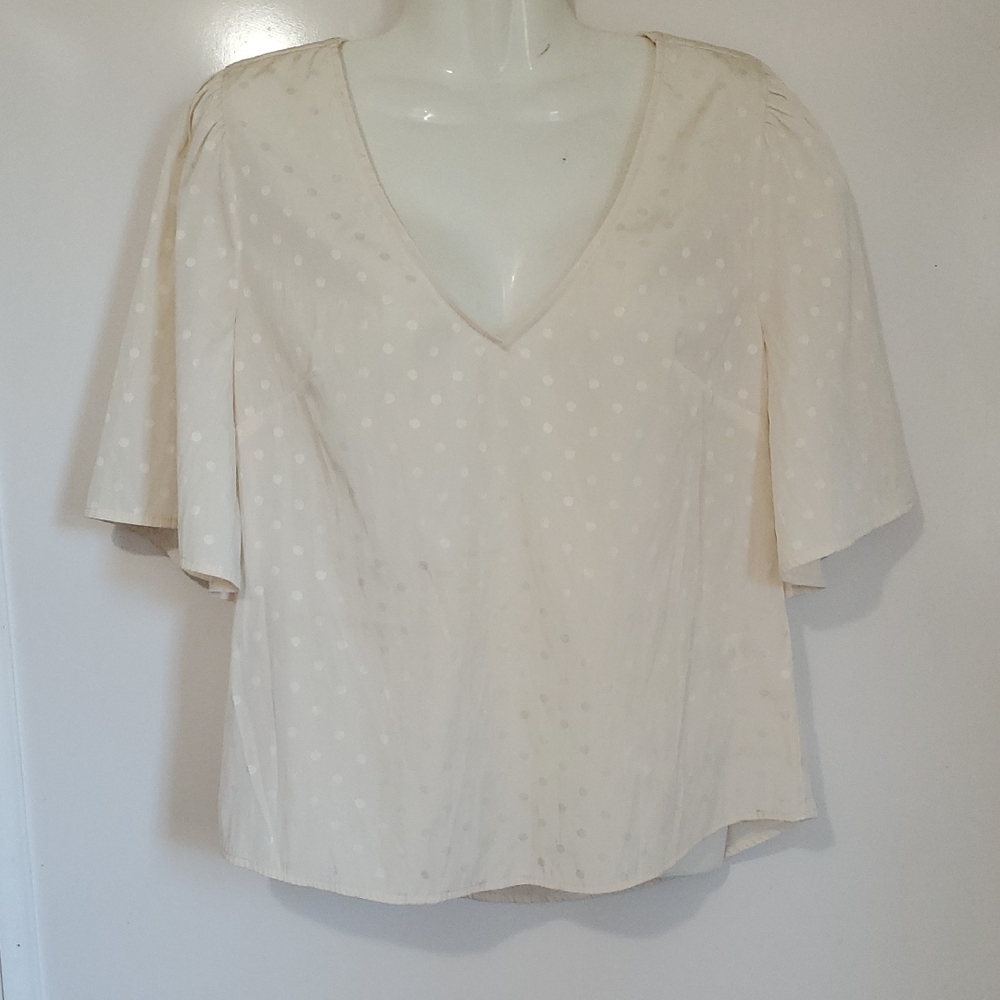 Elegant Cream V-Neck Women's Top
